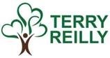 Terry Reilly logo, tree formed by green hearts and the outline of a person.