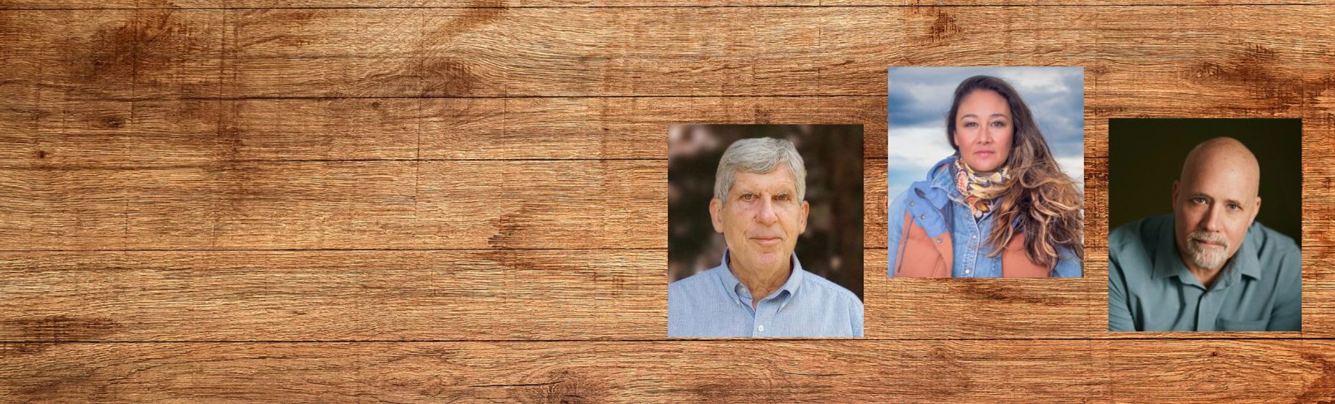 Headshots of Kim Cross, Don Zancanella and Mitch Wieland, current and former Writers-in-Residence.